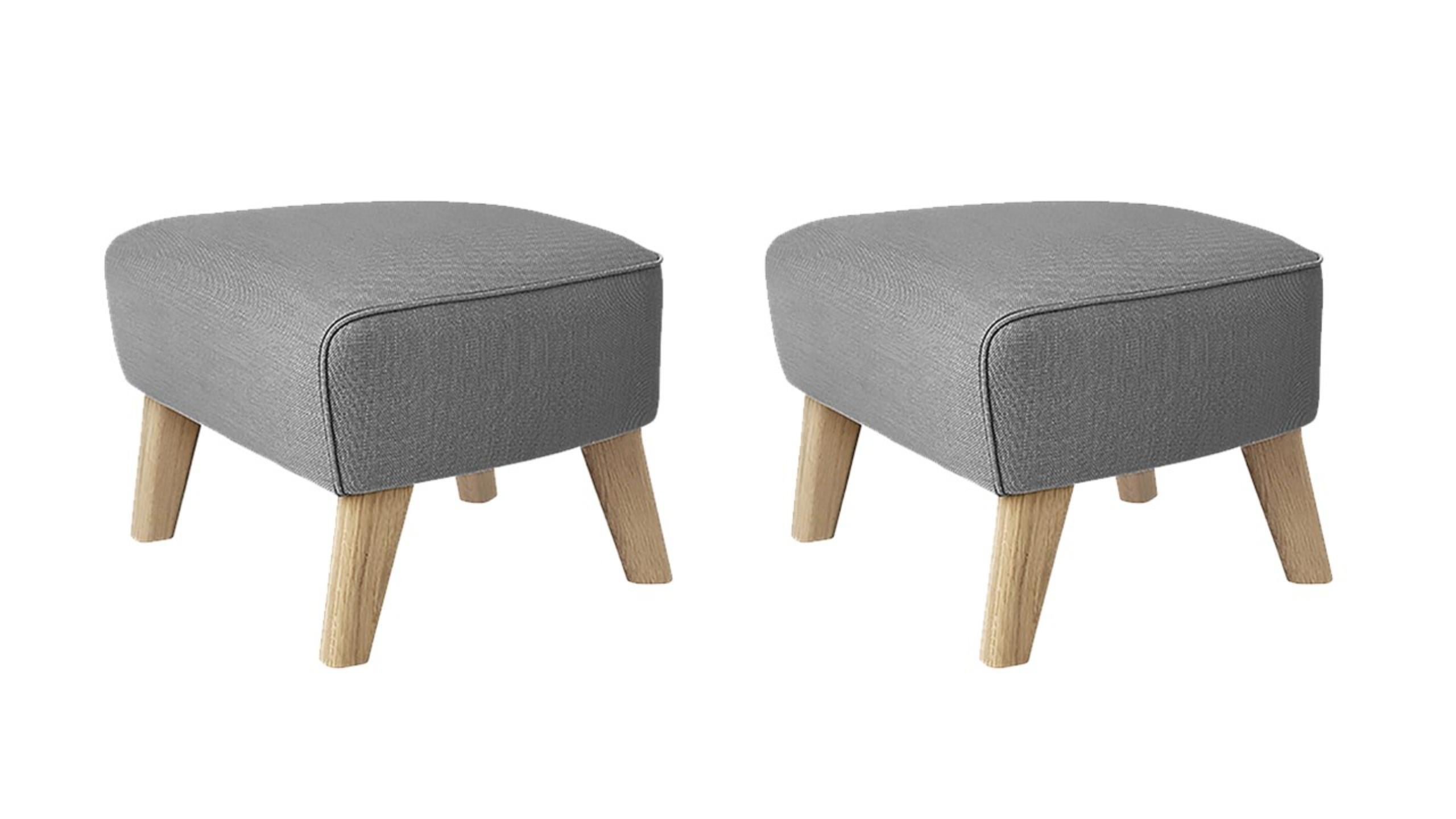 Set of 2 grey and natural Oak Sahco zero footstool by Lassen
Dimensions: w 56 x d 58 x h 40 cm 
Materials: Textile
Also Available: Other colors available.

The My Own chair footstool has been designed in the same spirit as Flemming Lassen’s