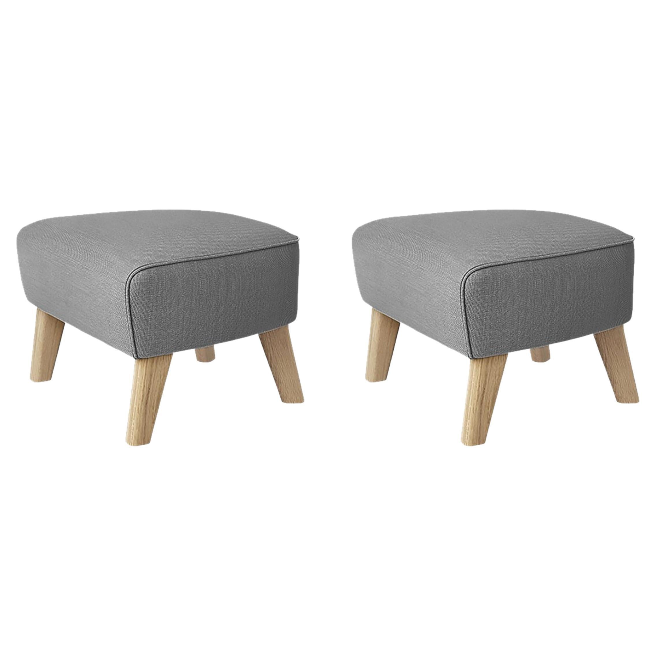 Set of 2 Grey and Natural Oak Sahco Zero Footstool by Lassen For Sale