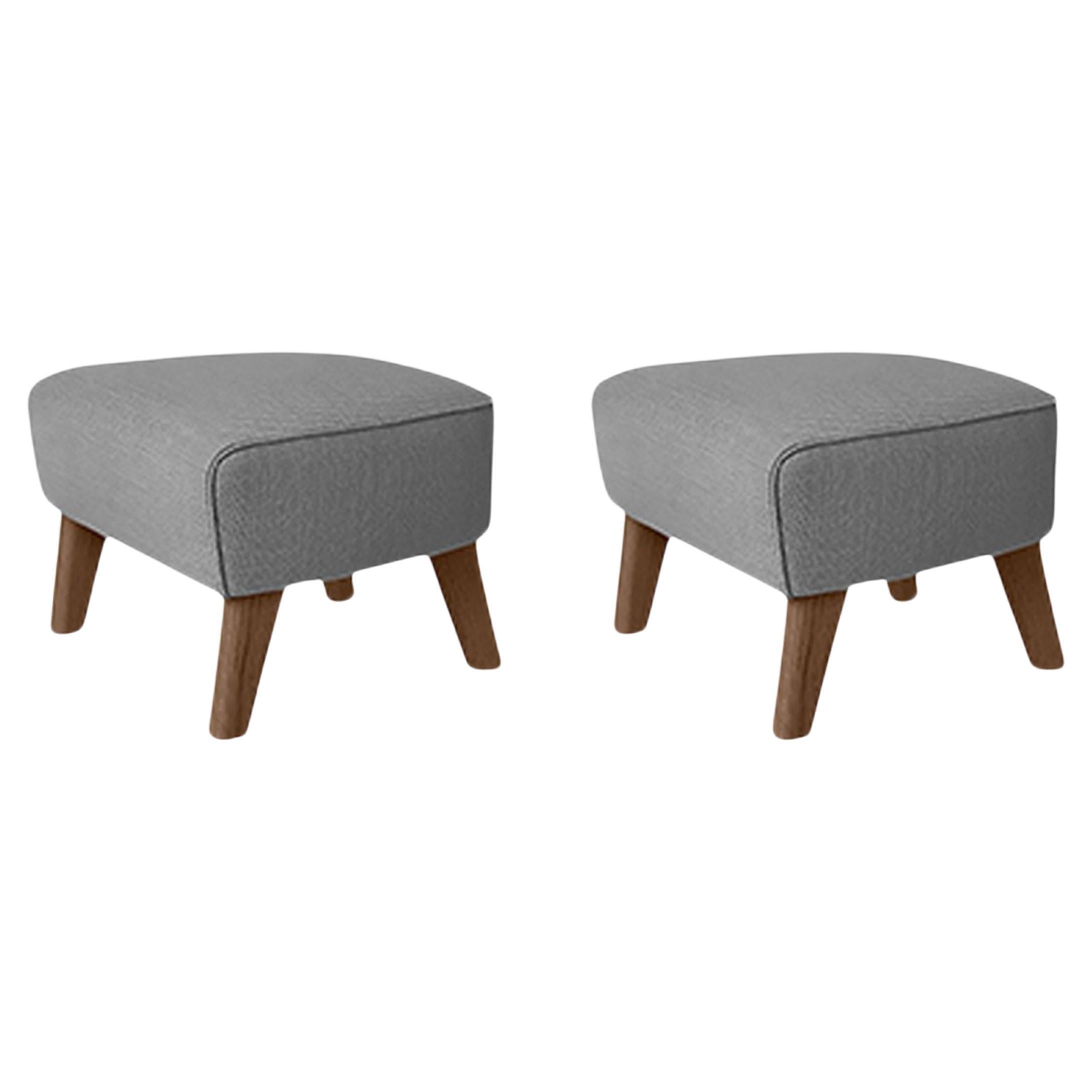 Set of 2 Grey and Smoked Oak Raf Simons Vidar 3 My Own Chair Footstool by Lassen For Sale