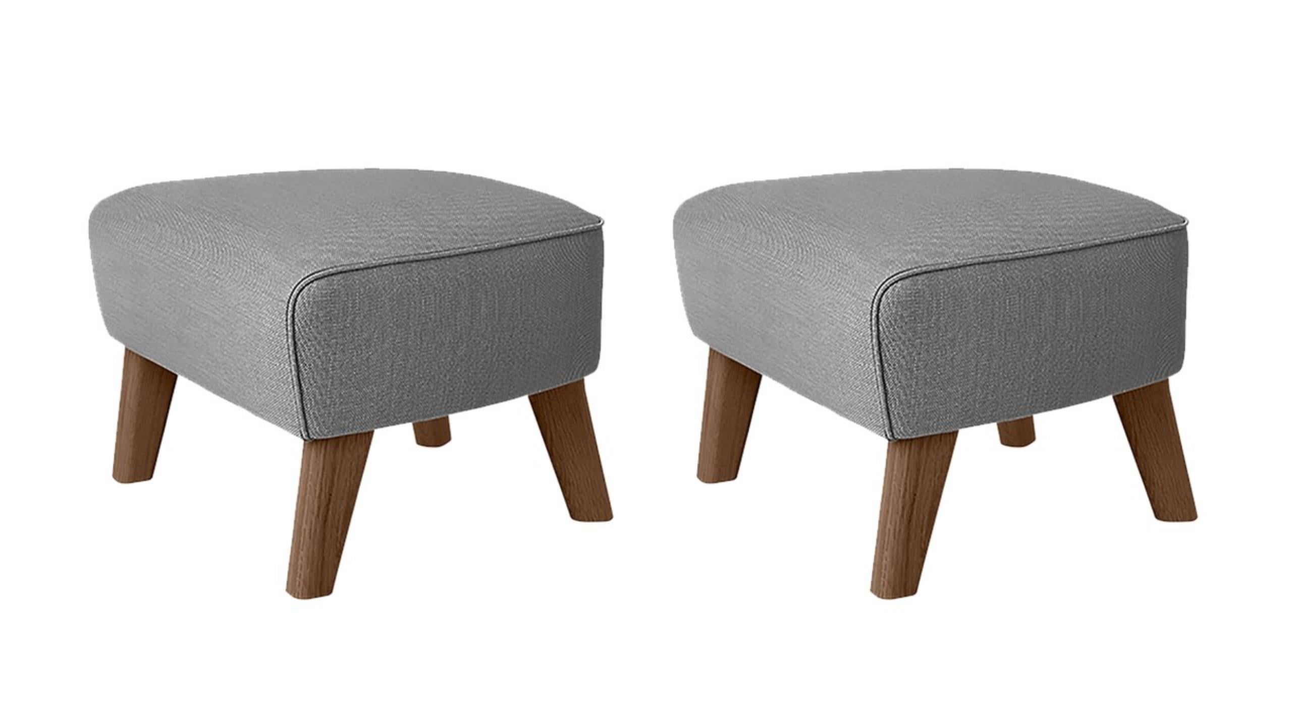 Set of 2 grey and smoked oak sahco zero footstool by Lassen.
Dimensions: W 56 x D 58 x H 40 cm 
Materials: Textile
Also available: other colors available.

The My Own Chair footstool has been designed in the same spirit as Flemming Lassen’s