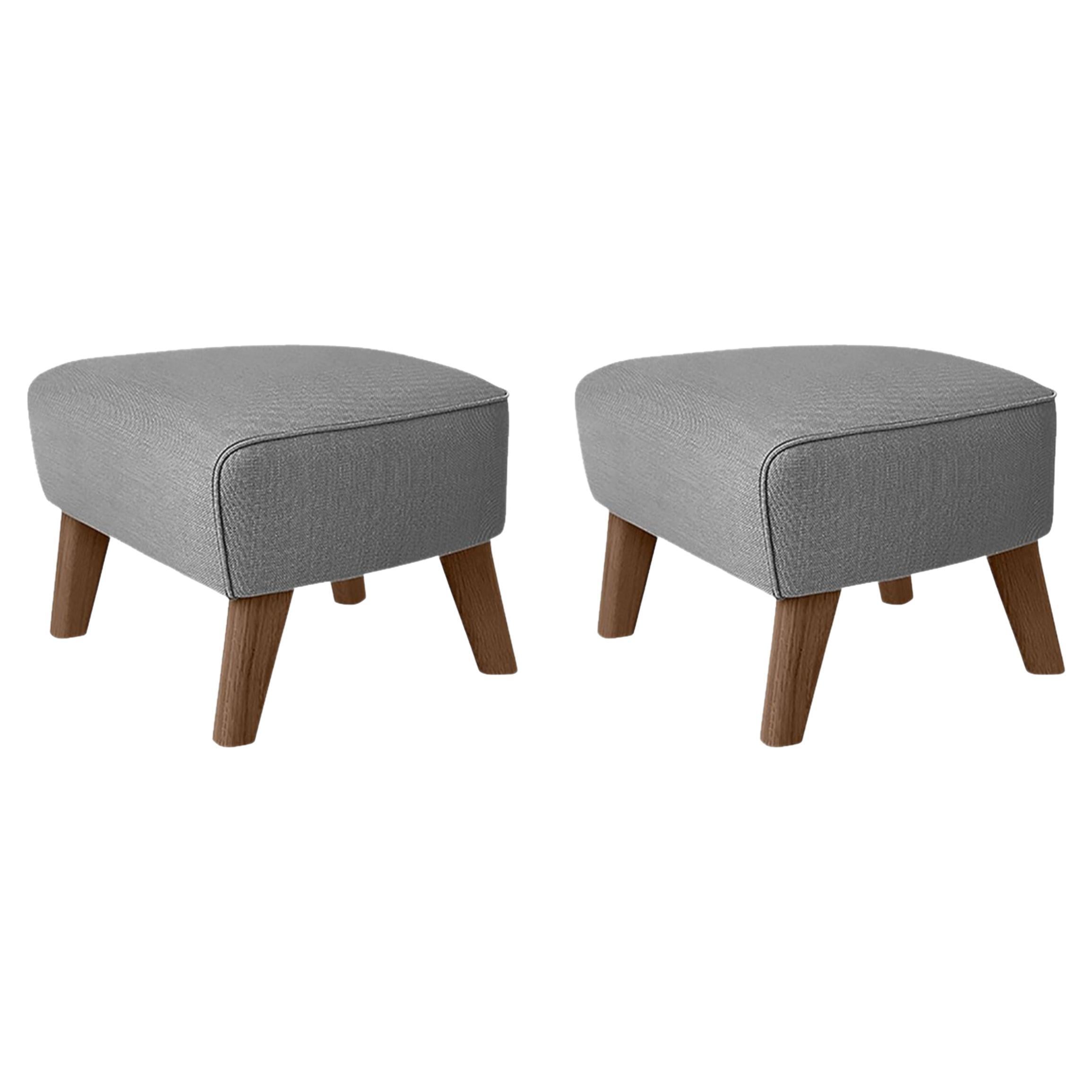 Set of 2 Grey and Smoked Oak Sahco Zero Footstool by Lassen For Sale