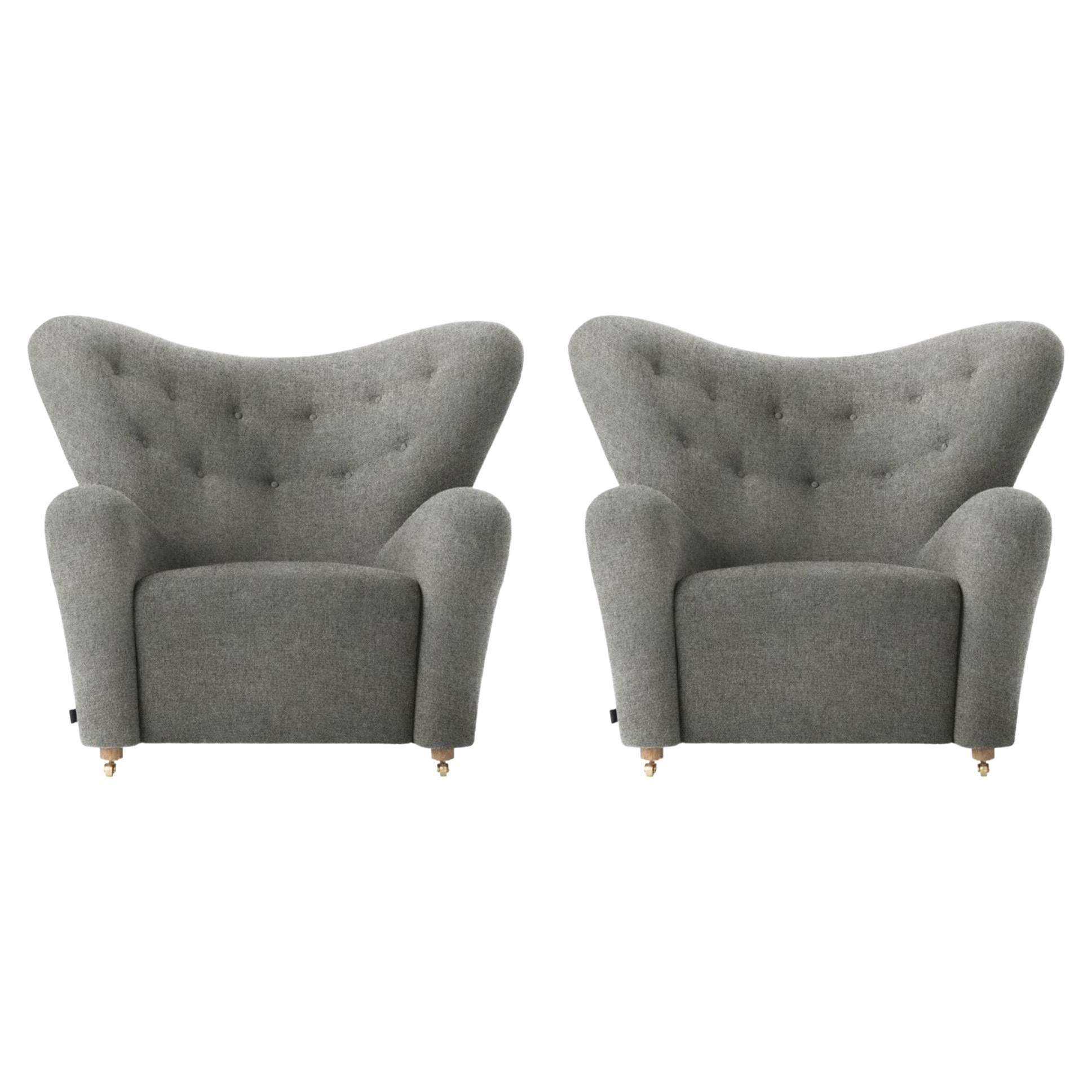 Set of 2 Grey Hallingdal the Tired Man Lounge Chair by Lassen