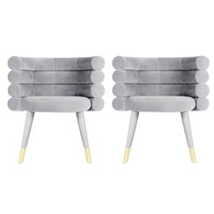 Set of 2 Grey Marshmallow Dining Chairs, Royal Stranger