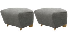 Set of 2 Grey Natural Oak Hallingdal the Tired Man Footstools by Lassen