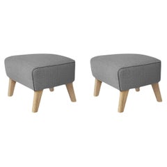 Set of 2 Grey, Natural Oak Raf Simons Vidar 3 My Own Chair Footstool by Lassen