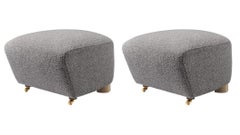 Set of 2 Grey Natural Oak Sahco Zero the Tired Man Footstool by Lassen