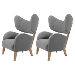 Set of 2 Grey Raf Simons Vidar 3 Natural Oak My Own Chair Lounge Chair by Lassen