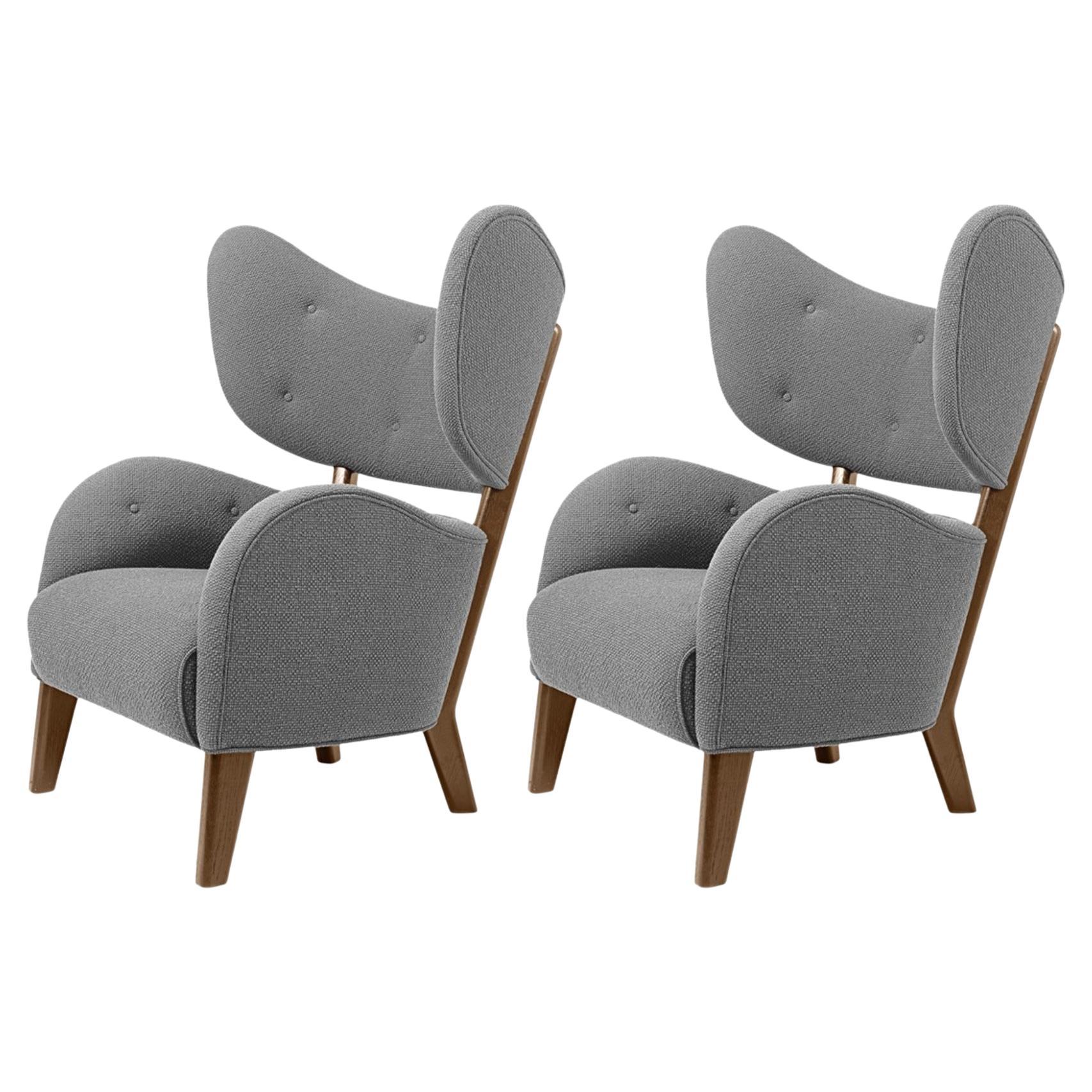Set of 2 Grey Raf Simons Vidar 3 Smoked Oak My Own Chair Lounge Chair by Lassen For Sale