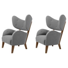 Set of 2 Grey Sahco Zero Smoked Oak My Own Chair Lounge Chairs by Lassen