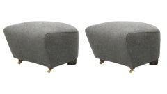 Set of 2 Grey Smoked Oak Hallingdal the Tired Man Footstools by Lassen