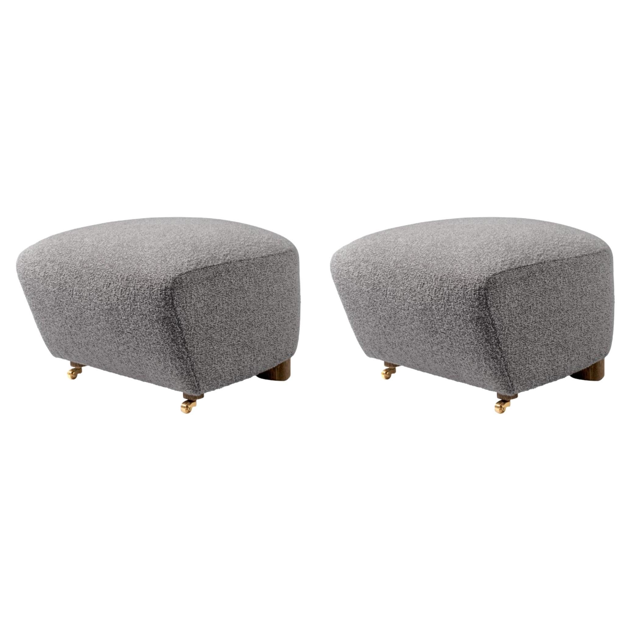 Set of 2 Grey Smoked Oak Sahco Zero the Tired Man Footstool by Lassen For Sale