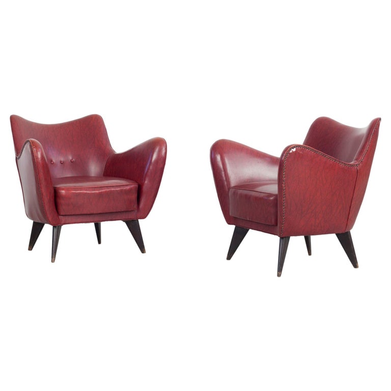 Set of 2 Guglielmo Veronesi "Perla" Chairs, ISA Bergamo 1950s Italy14 For Sale