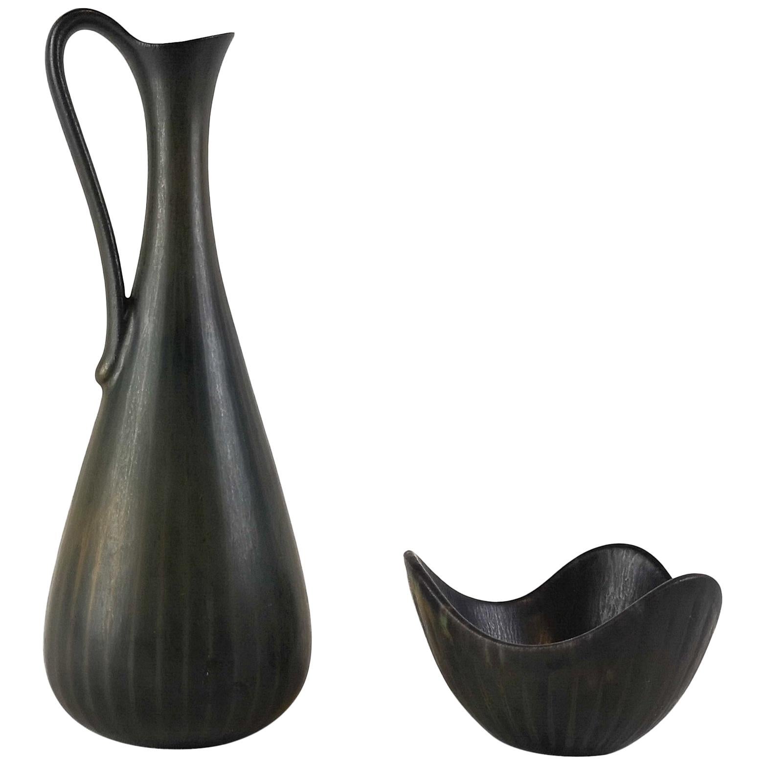 Set of 2 Gunnar Nylund Ceramic Pieces Midcentury Sweden Rörstrand