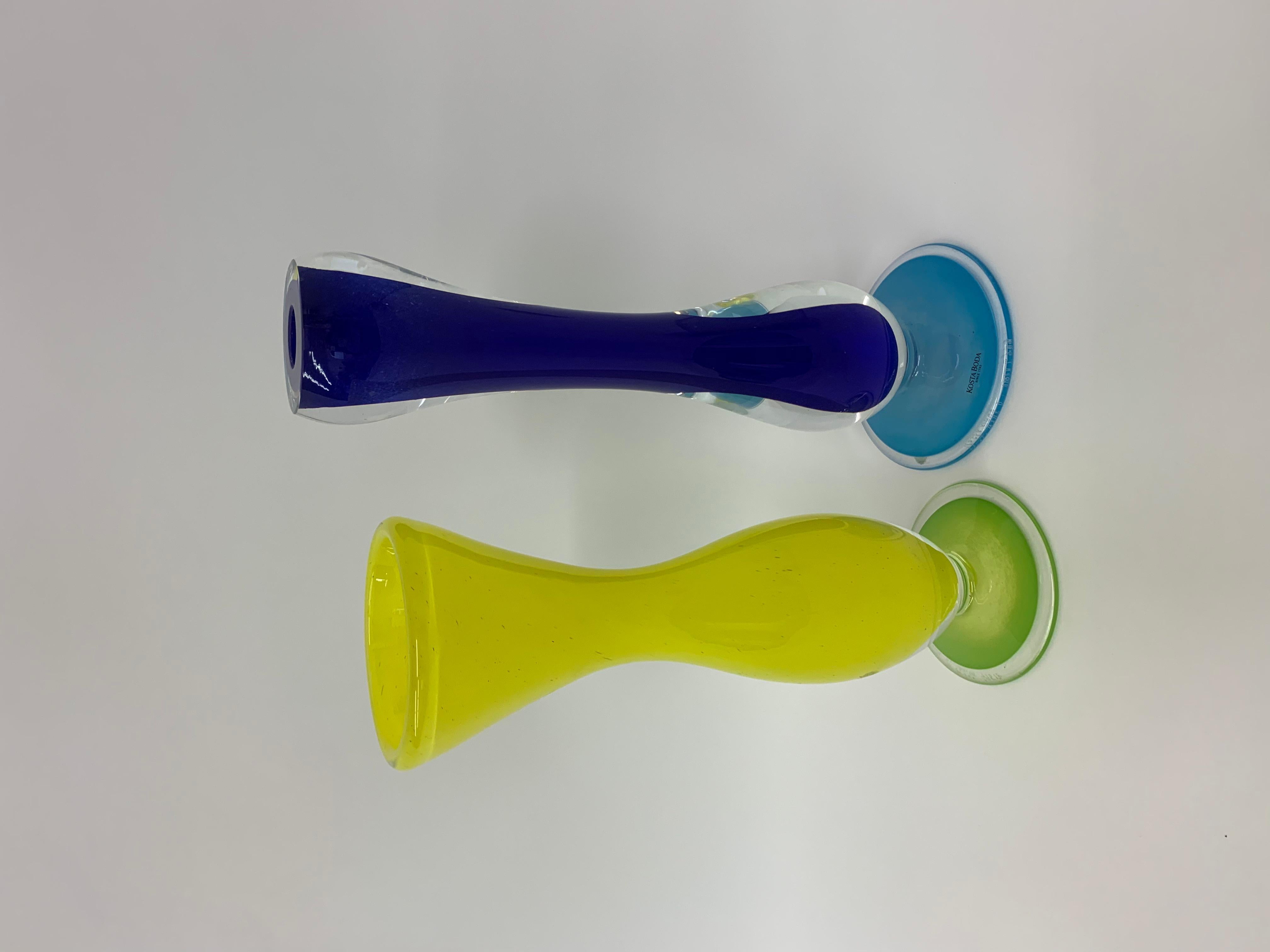 Set of 2 Gunnel Sahlin for Kosta Boda vase and candle stick  In Excellent Condition For Sale In Delft, NL