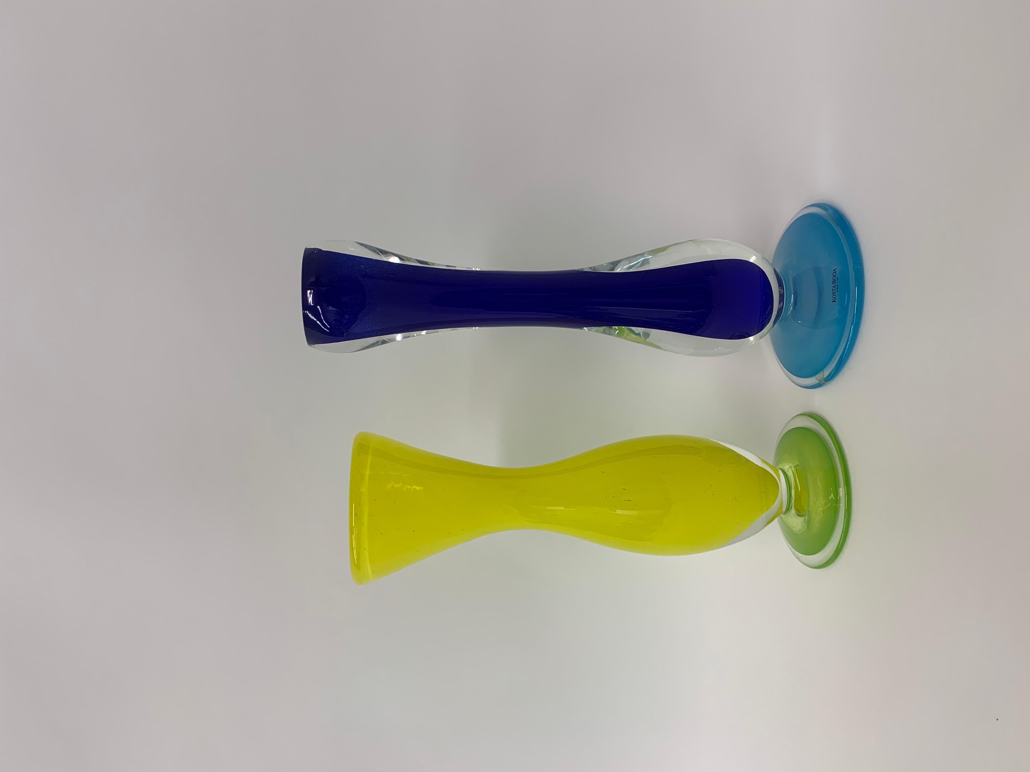 Set of 2 Gunnel Sahlin for Kosta Boda vase and candle stick  For Sale 3