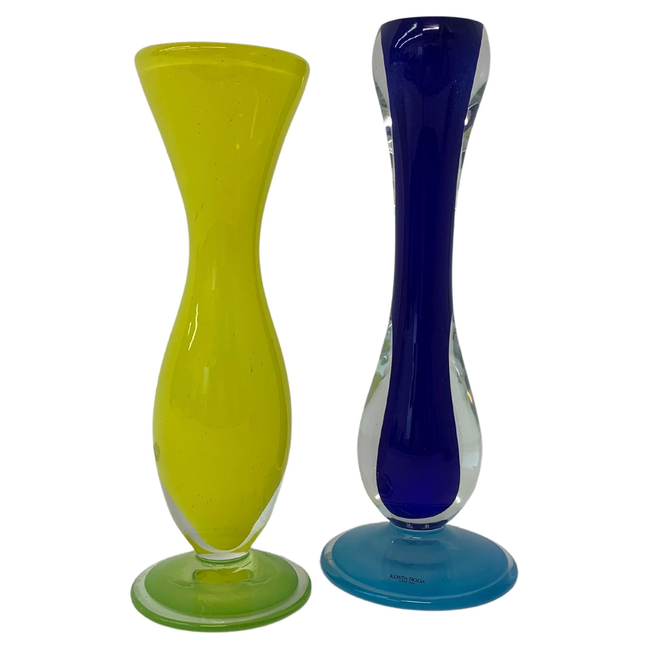 Set of 2 Gunnel Sahlin for Kosta Boda vase and candle stick  For Sale