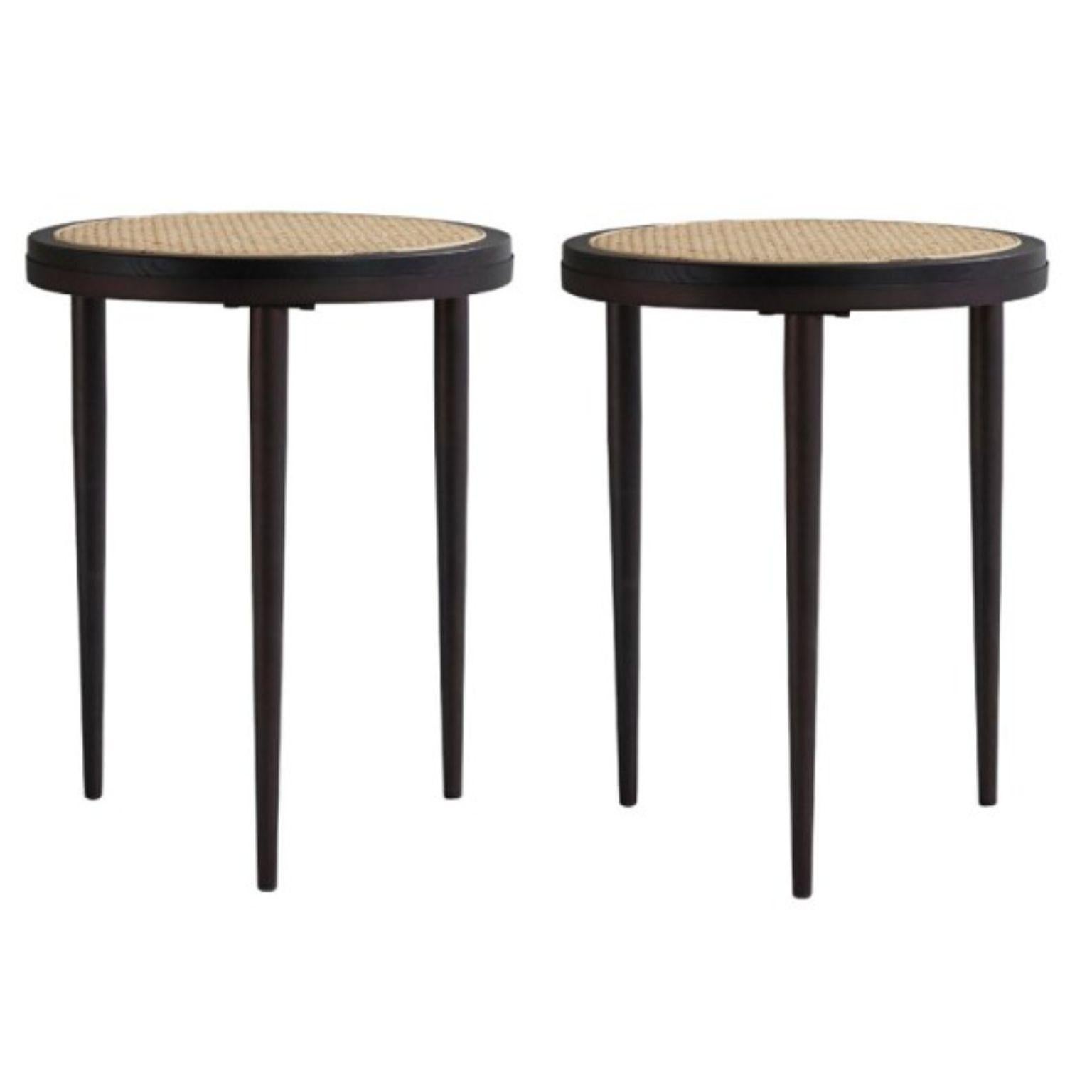 Set of 2 Hako coffee tables tall by 101 Copenhagen
Designed by Kristian Sofus Hansen & Tommy Hyldahl
Dimensions: L 40 / W 40 /H 50 CM
Materials: Metal, ash, French bamboo mesh

Hako, the Japanese word for box or storage, is a collection of
