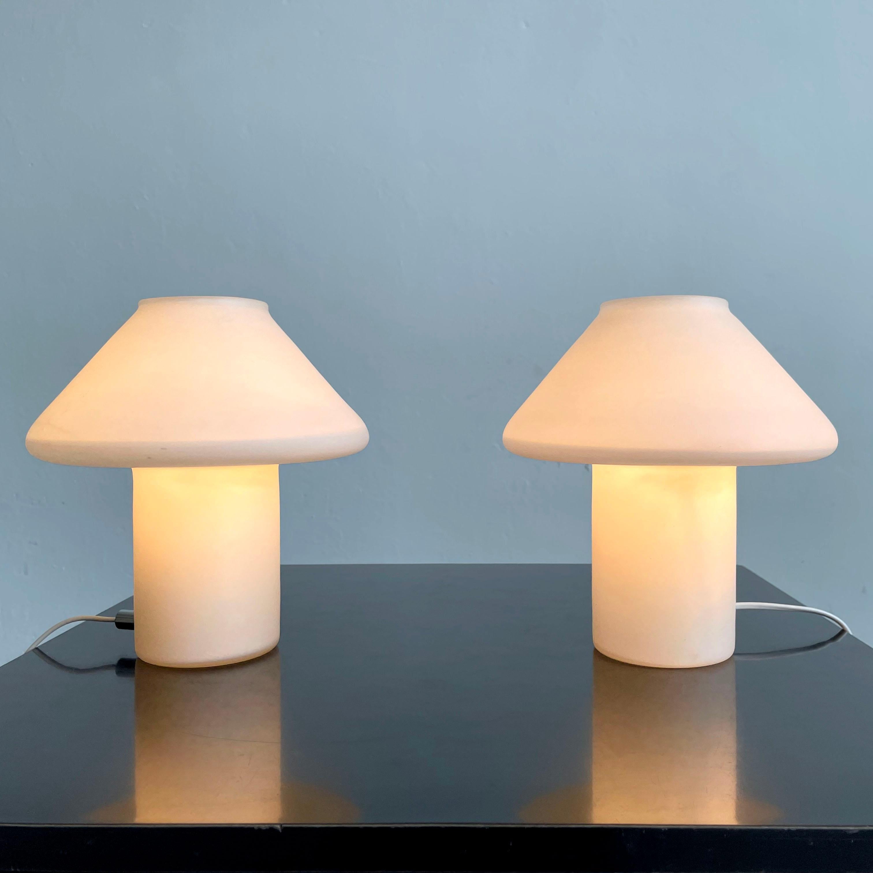 white glass mushroom lamp