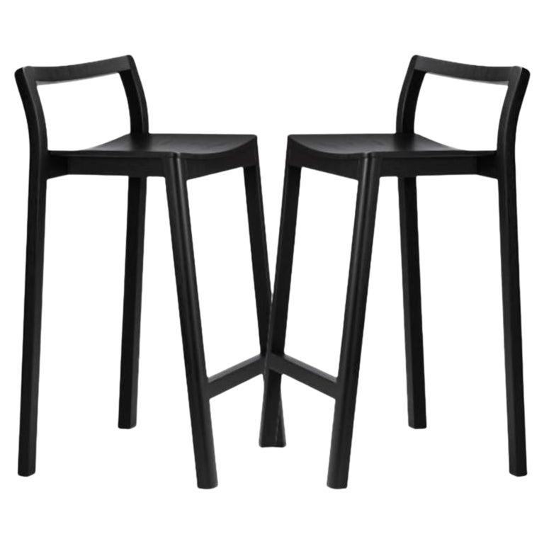 Set of 2, Halikko Stool Backrest, Tall & Black by Made by Choice