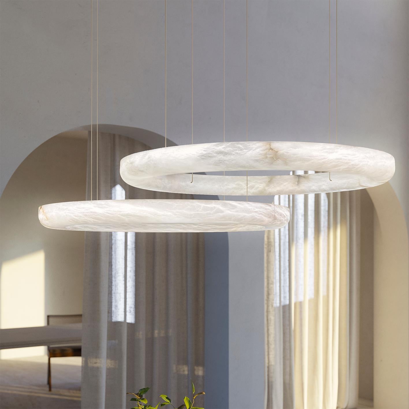 Set of 2 Halos Pendant Lamps by United Alabaster For Sale 4