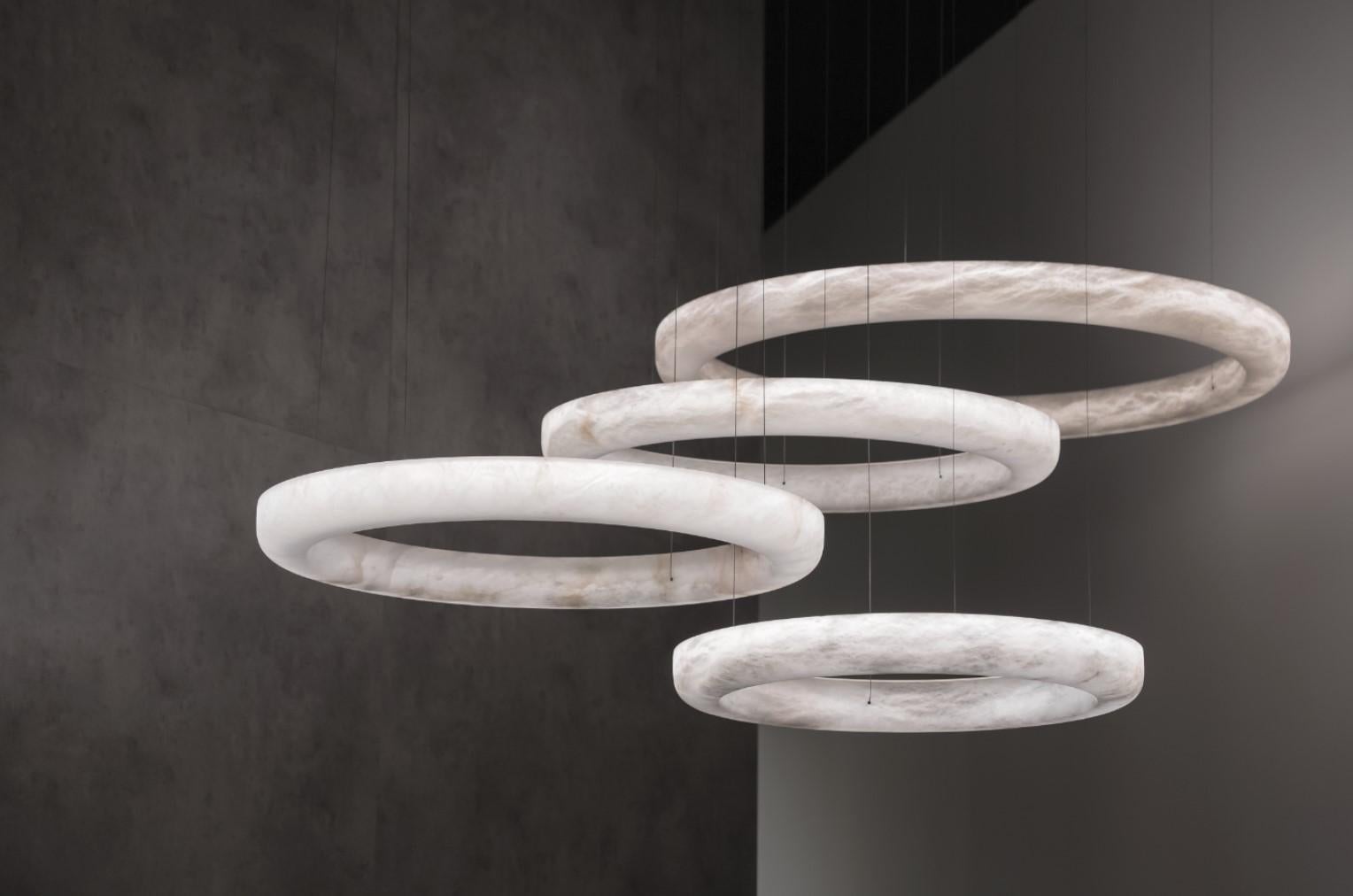 Spanish Set of 2 Halos Pendant Lamps by United Alabaster For Sale