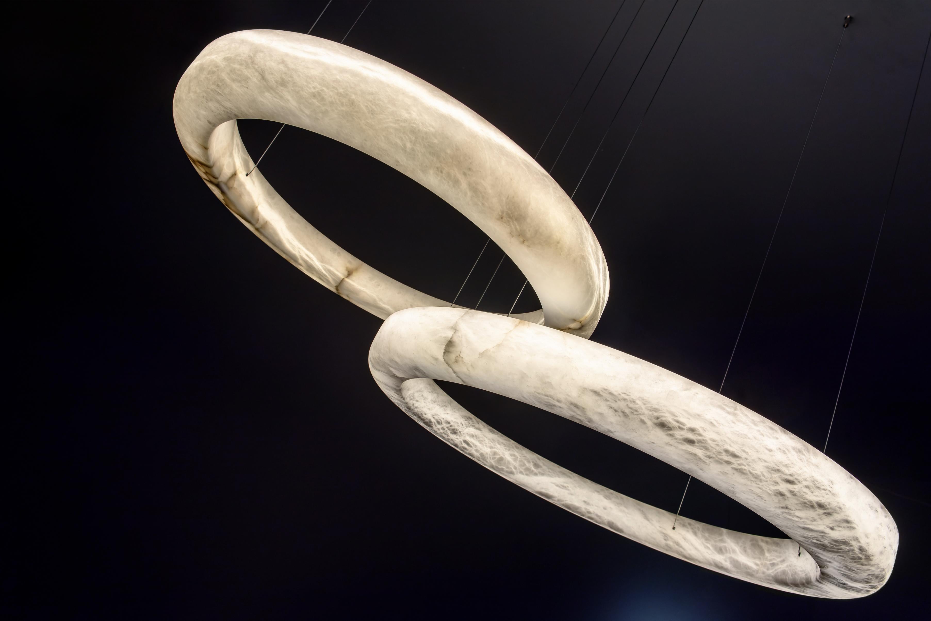 Contemporary Set of 2 Halos Pendant Lamps by United Alabaster For Sale