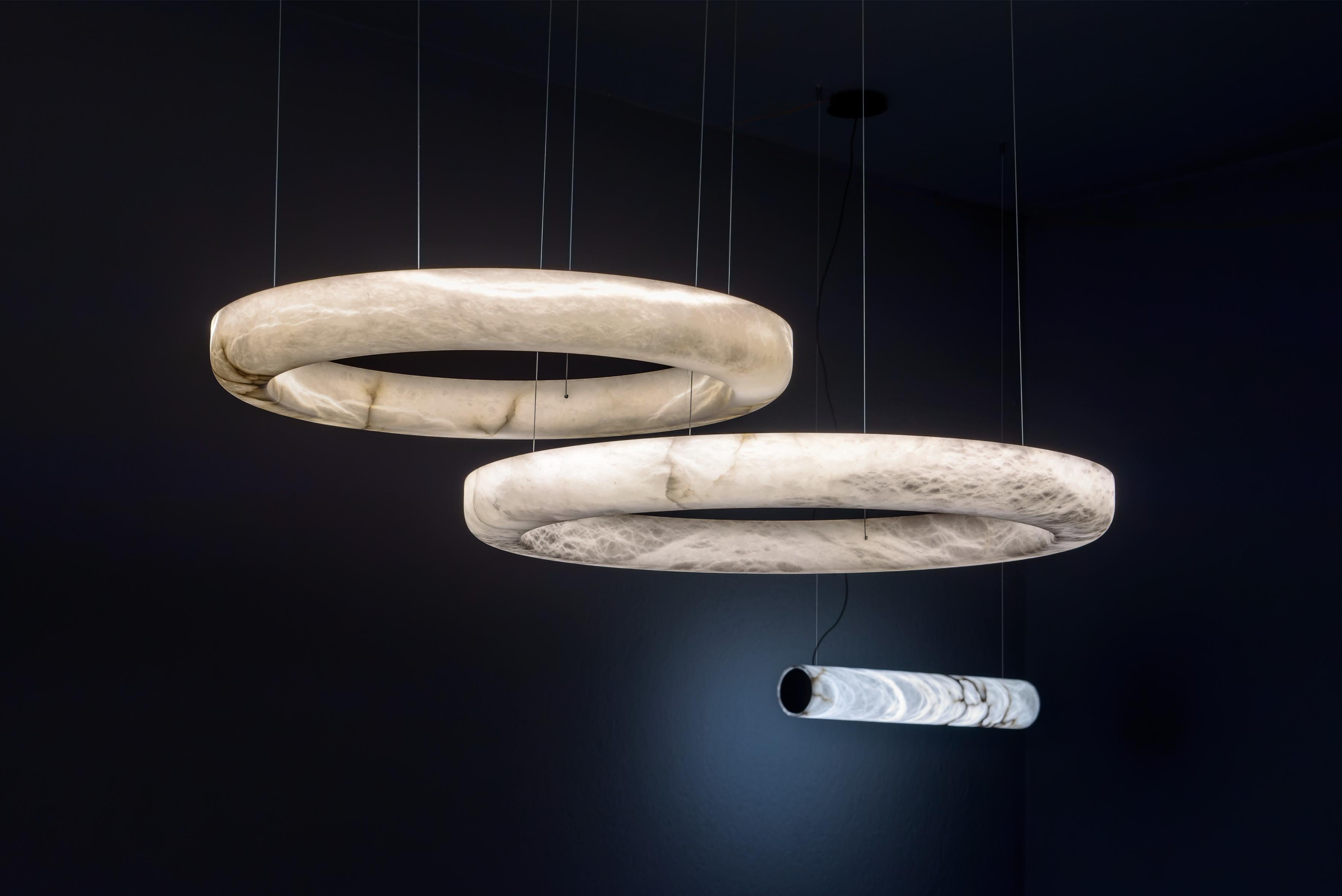 Set of 2 Halos Pendant Lamps by United Alabaster For Sale 1