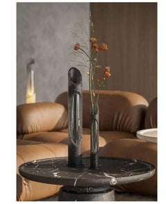 Set of 2 Hand Crafted Black Nero Marquinia Marble Armonia Vase, Jacopo Simonetti