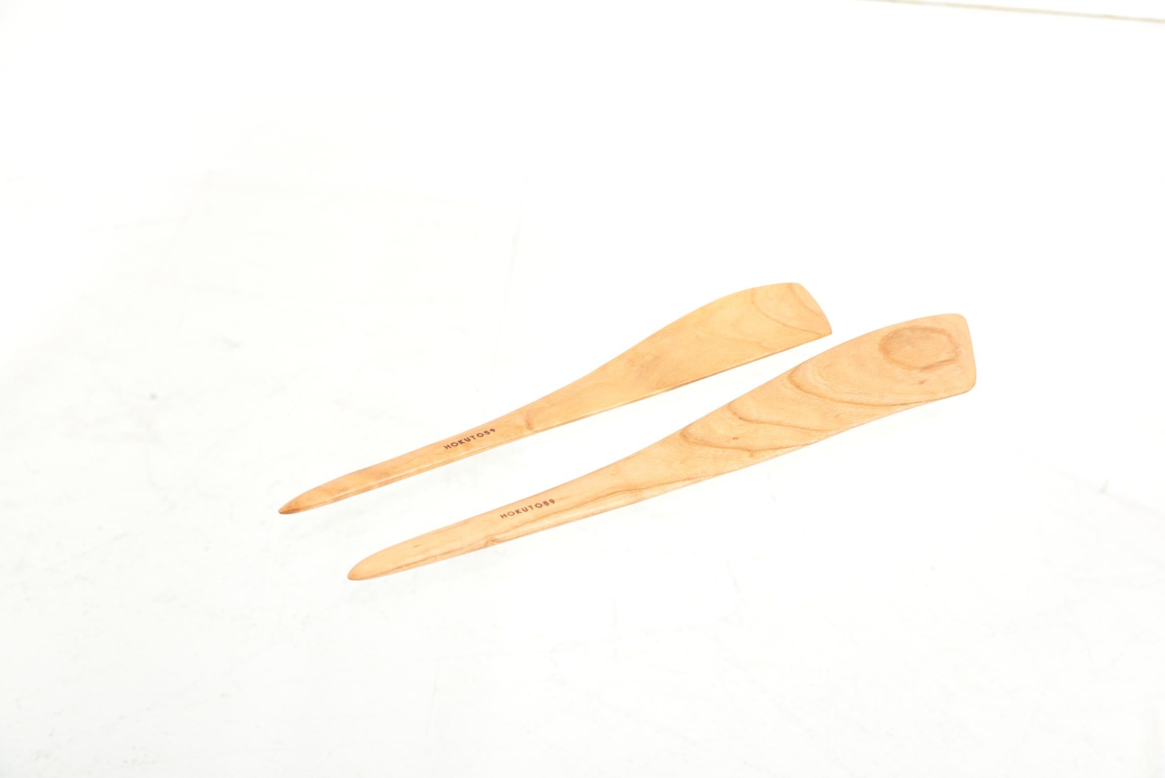 Arts and Crafts Set of 2 Hand-Crafted Cooking Spatula by Hokuto Sekine, Japan 2021 For Sale