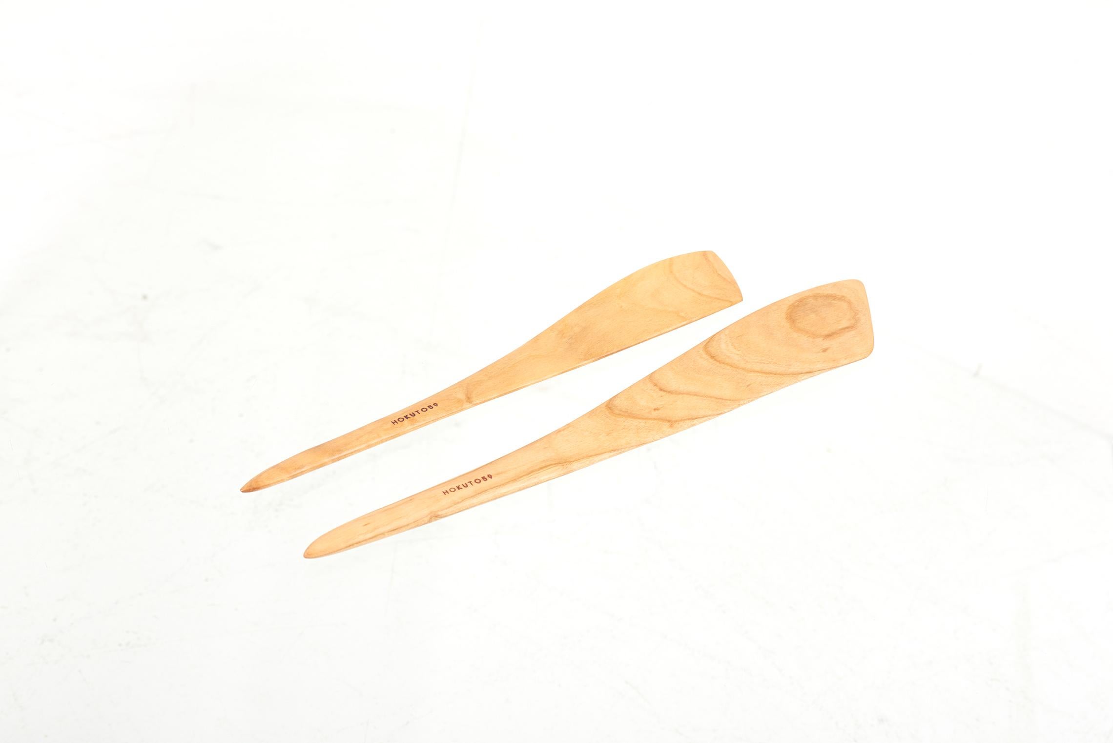 Japanese Set of 2 Hand-Crafted Cooking Spatula by Hokuto Sekine, Japan 2021 For Sale