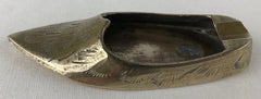 Set of 2 Handcrafted Vintage Brass Ashtrays, Aladdin Shoe Design