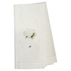 Set of 2 Hand Embroidered Linen Guest Towels with Mimosas