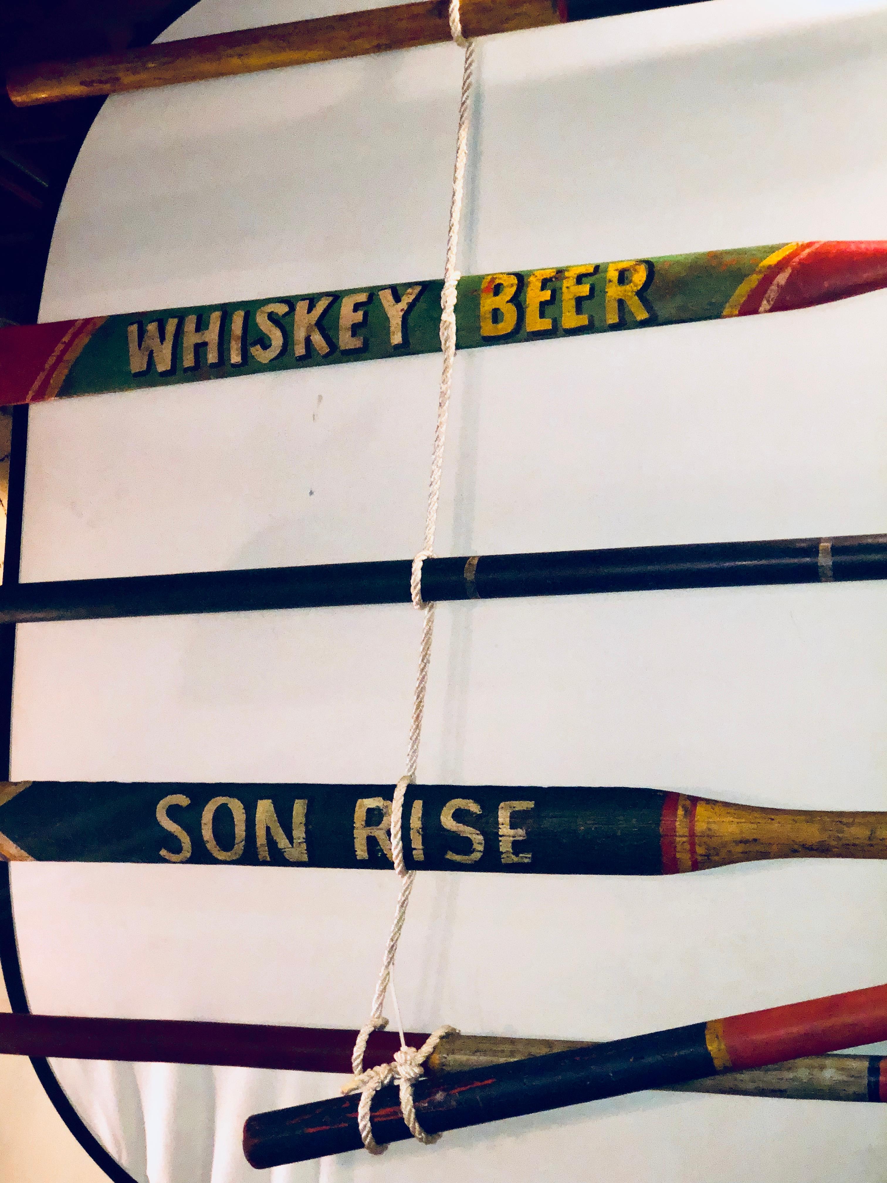 Set of 2 Hand Painted Inspirational Rowing Oars or Paddles Priced Individually For Sale 1