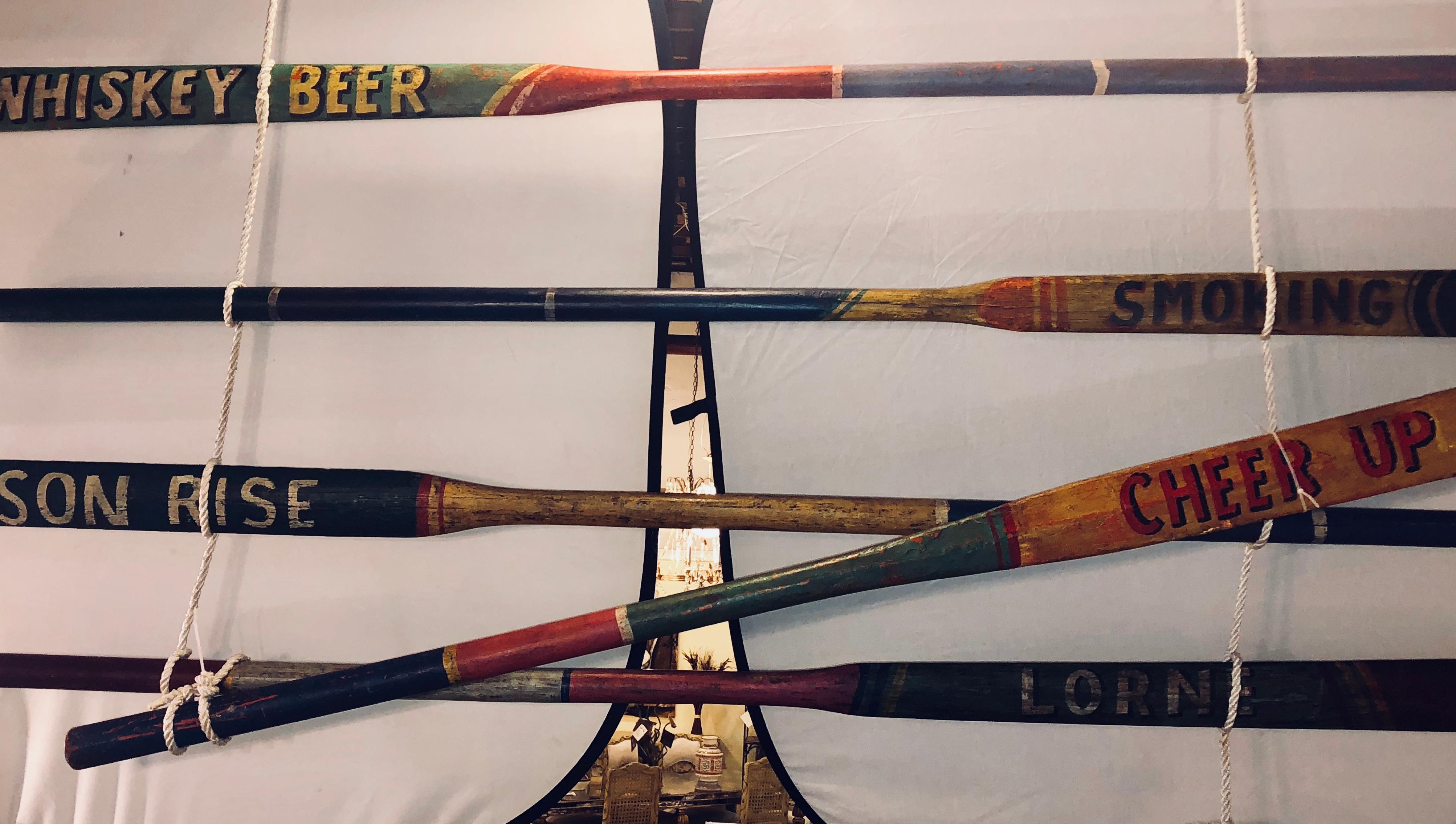 Set of 2 Hand Painted Inspirational Rowing Oars or Paddles Priced Individually For Sale 2