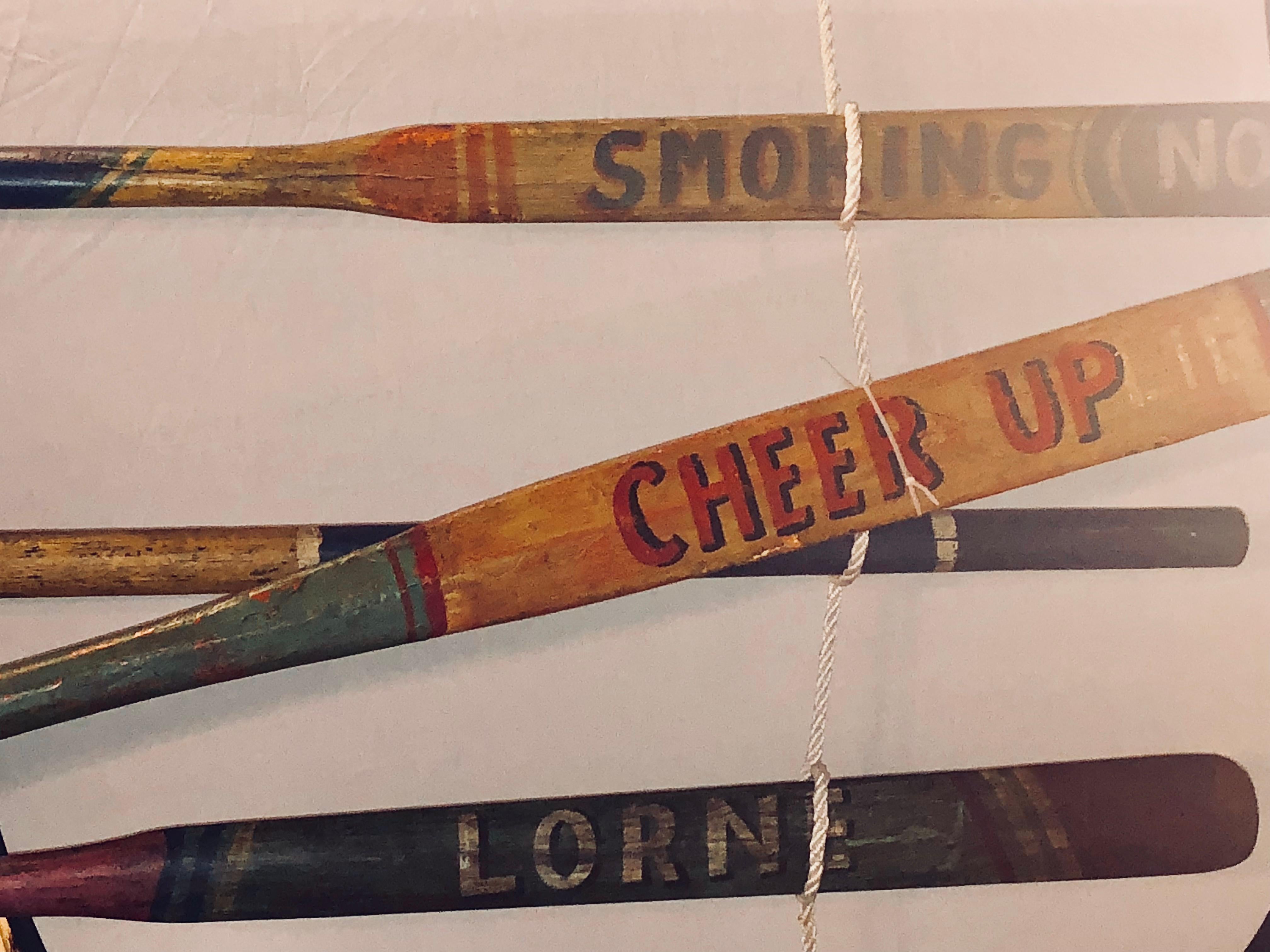 Set of 2 Hand Painted Inspirational Rowing Oars or Paddles Priced Individually For Sale 3
