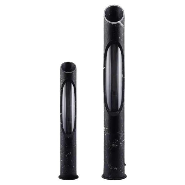 Satz von 2 handgefertigten Armonia-Lampen aus schwarzem Nero Marquinia-Marmor, Jacopo Simonetti