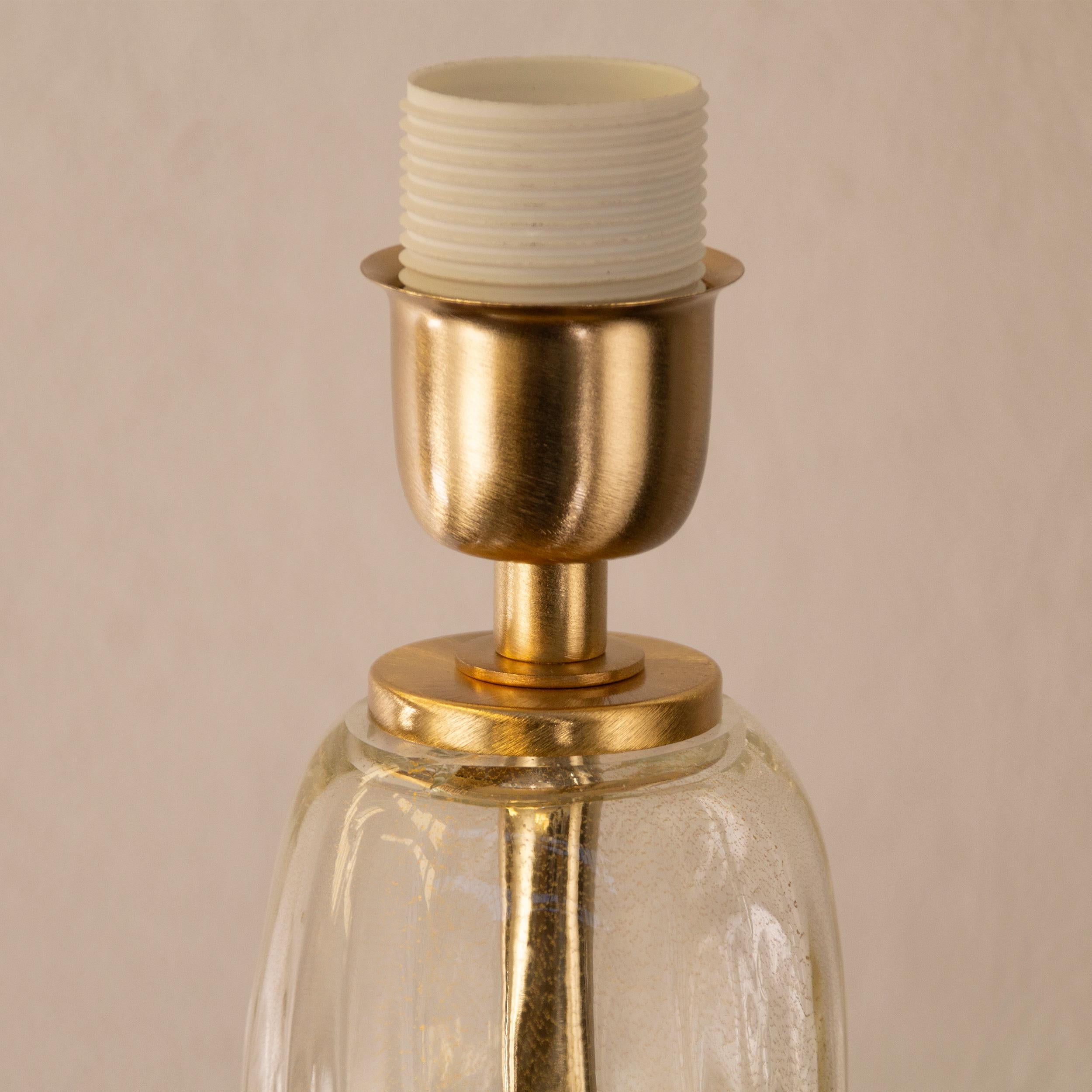 Set of 2 Handcrafted Murano Glass Table Lamps in Black, White and Gold, Italy For Sale 1
