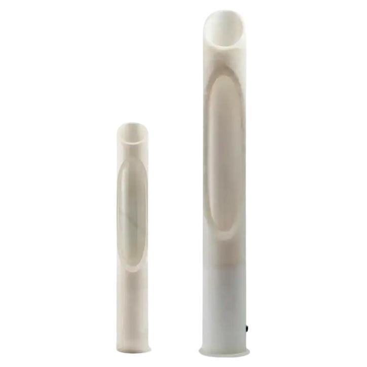 2er-Set Handgefertigtes Weißes Milchiges Onice Bianco Onyx Armonia Lampe Jacopo Simonetti im Angebot