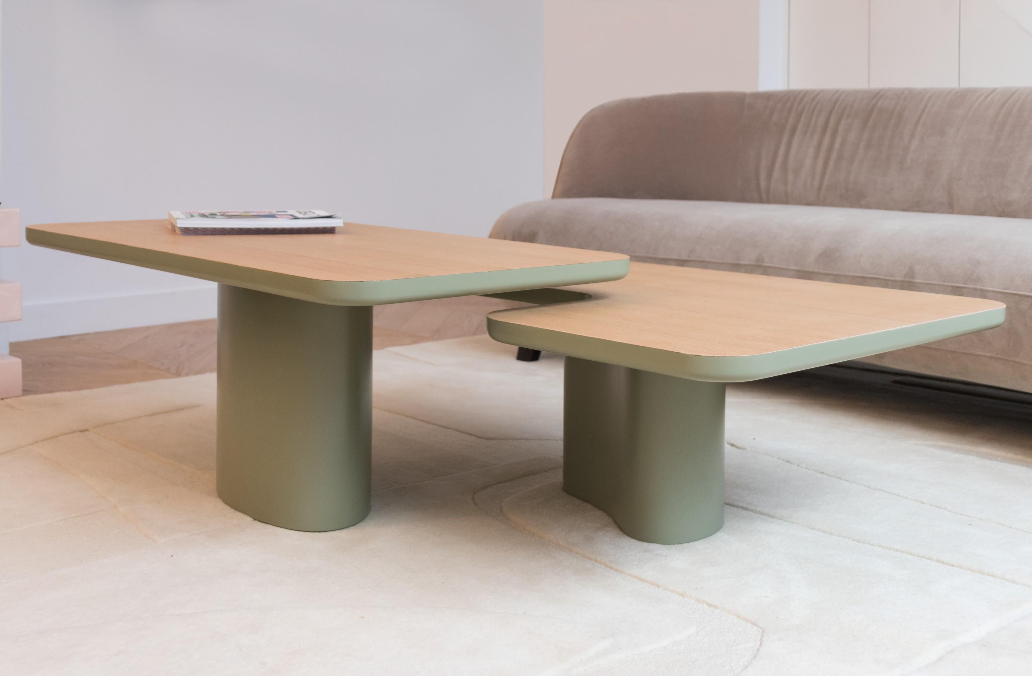 Modern Set of 2 Handmade Terra Tables Signed by Gigi Design For Sale