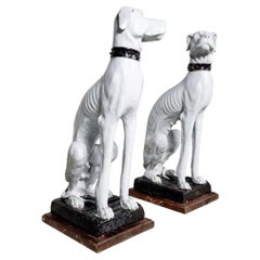 Set of 2 Handpainted Ceramic Dog Sculptures, Italy, 1920s