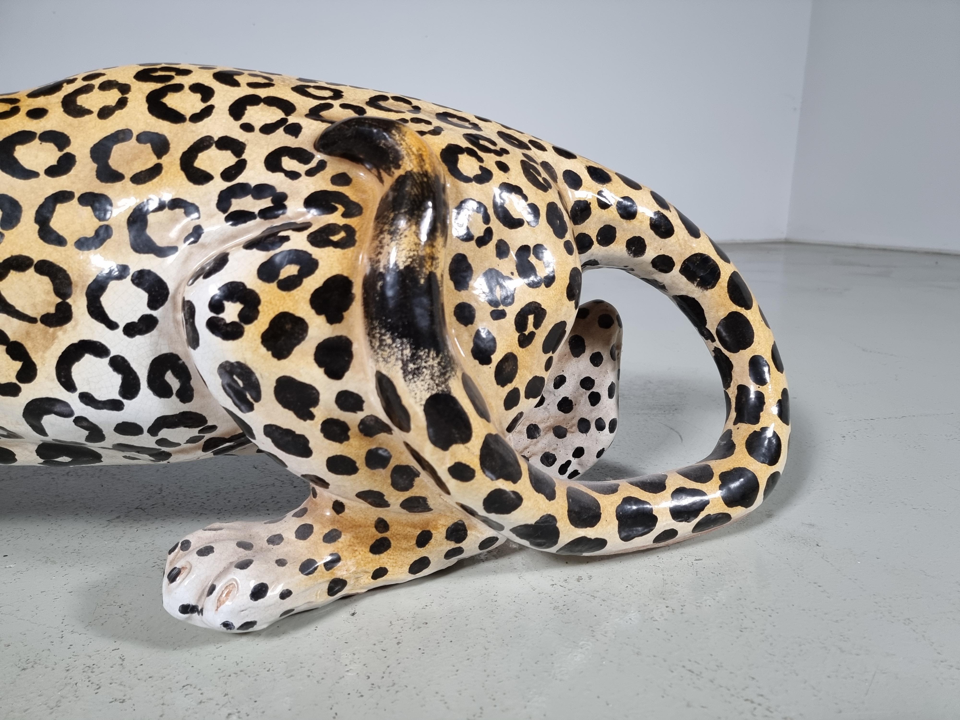 Set of 2 Handpainted Ceramic Leopard Sculptures, Italy, 1960s 6