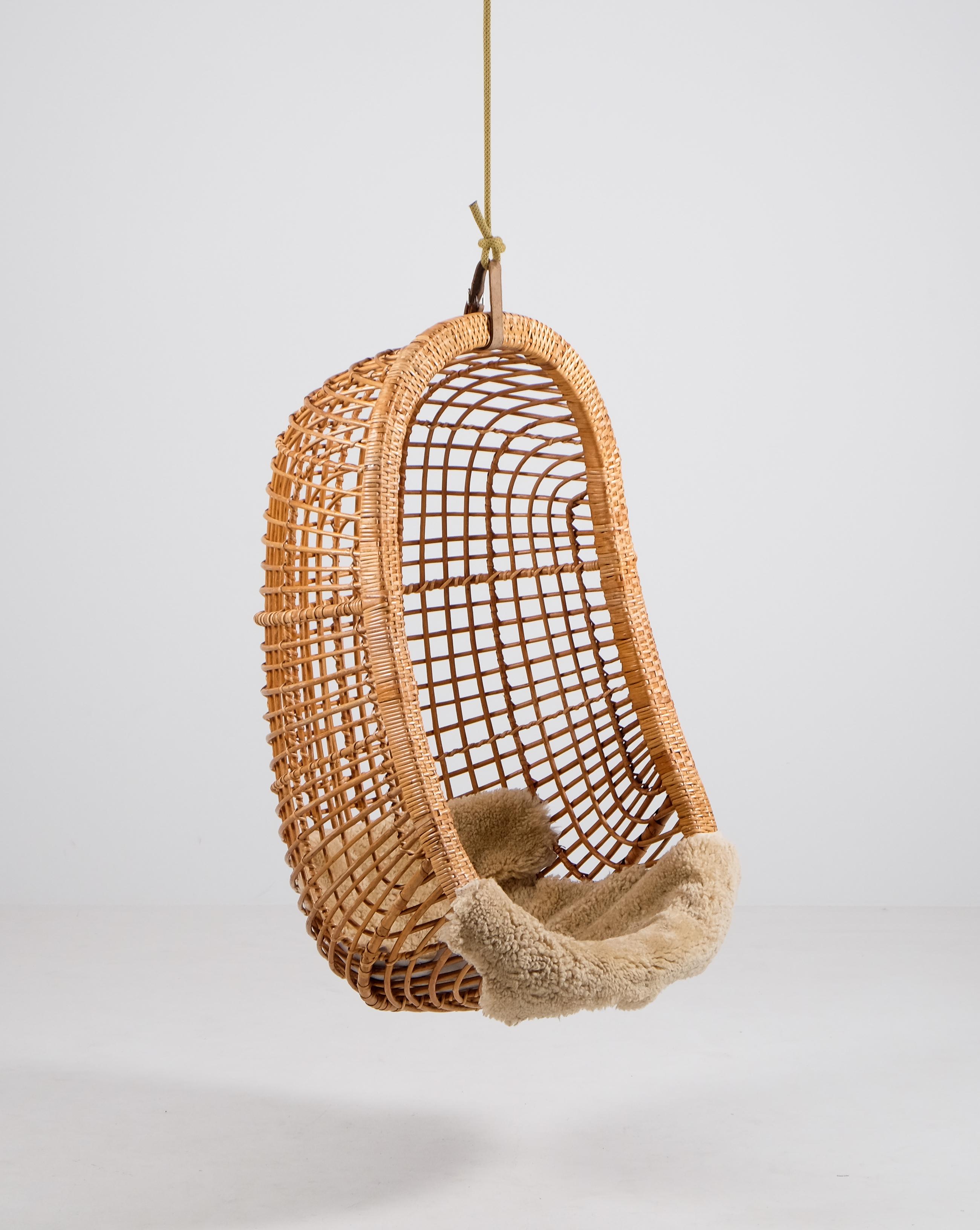 Cane Set of 2 hanging chairs, Brazil, 1960s