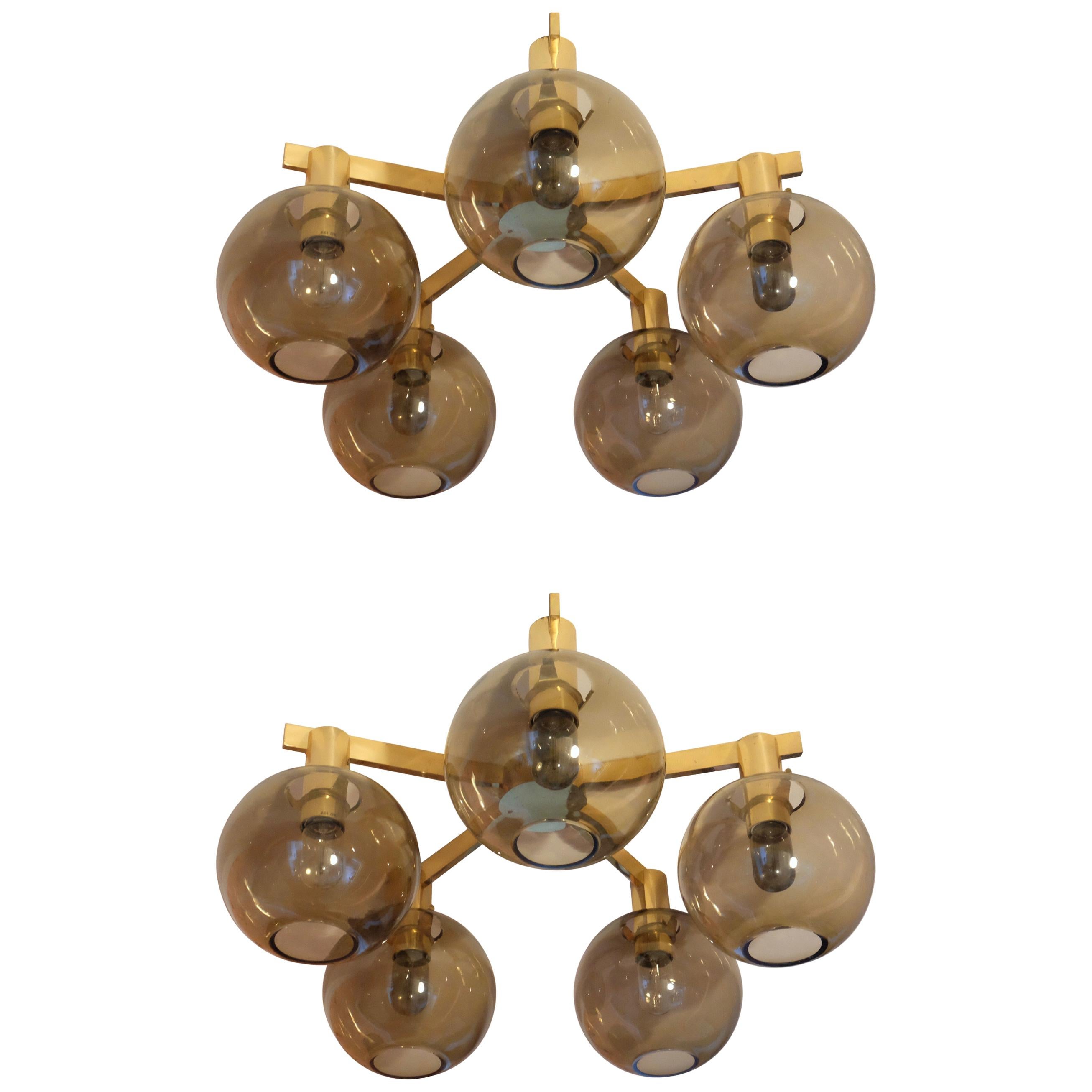 Set of 2 Hans-Agne Jakobsson Brass Ceiling Light, 1960s For Sale