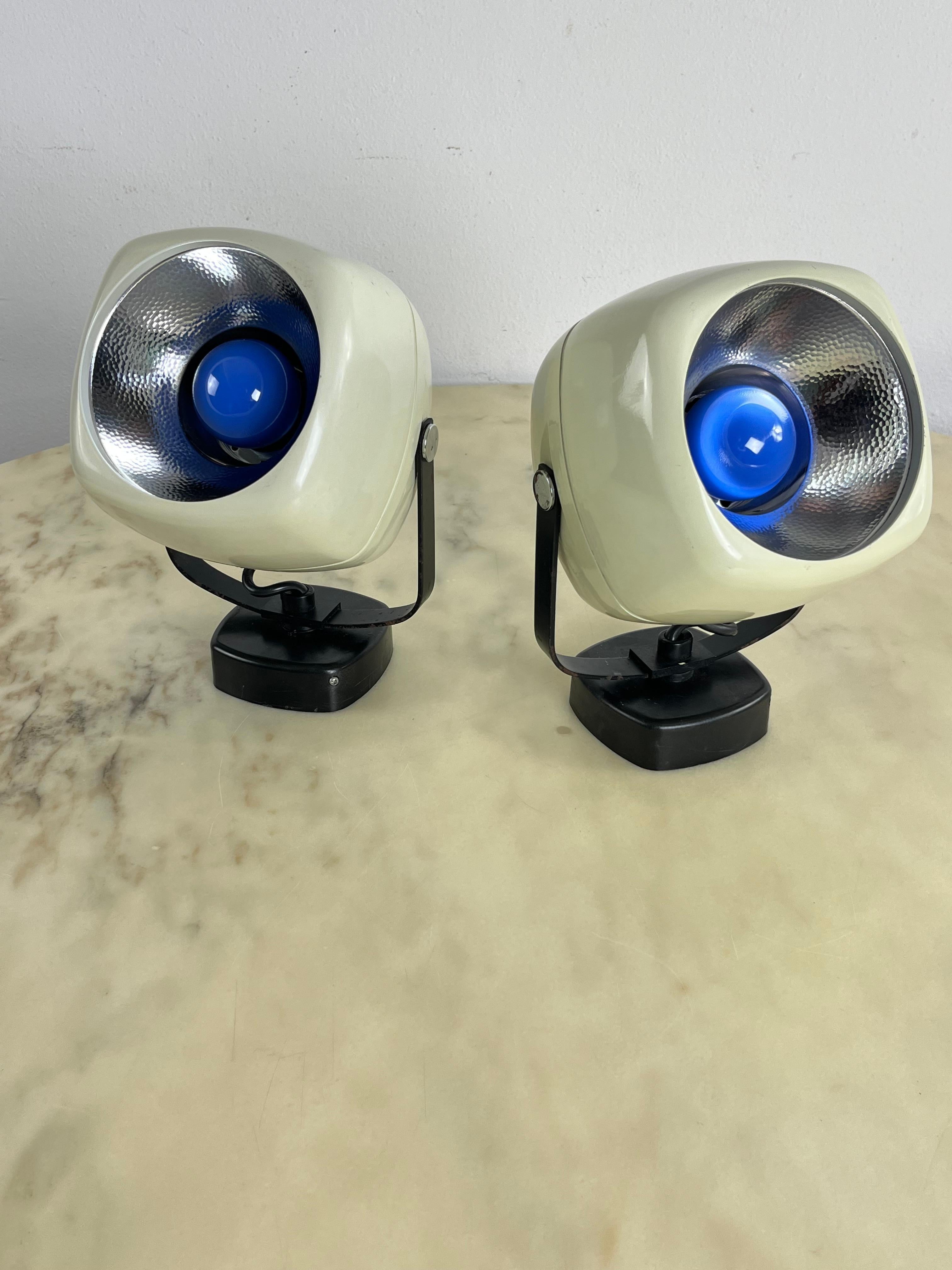 Juego De 2 Focos Ajustables Harveiluce Space Age Años 70 Fabricados En Italia Metal en venta
