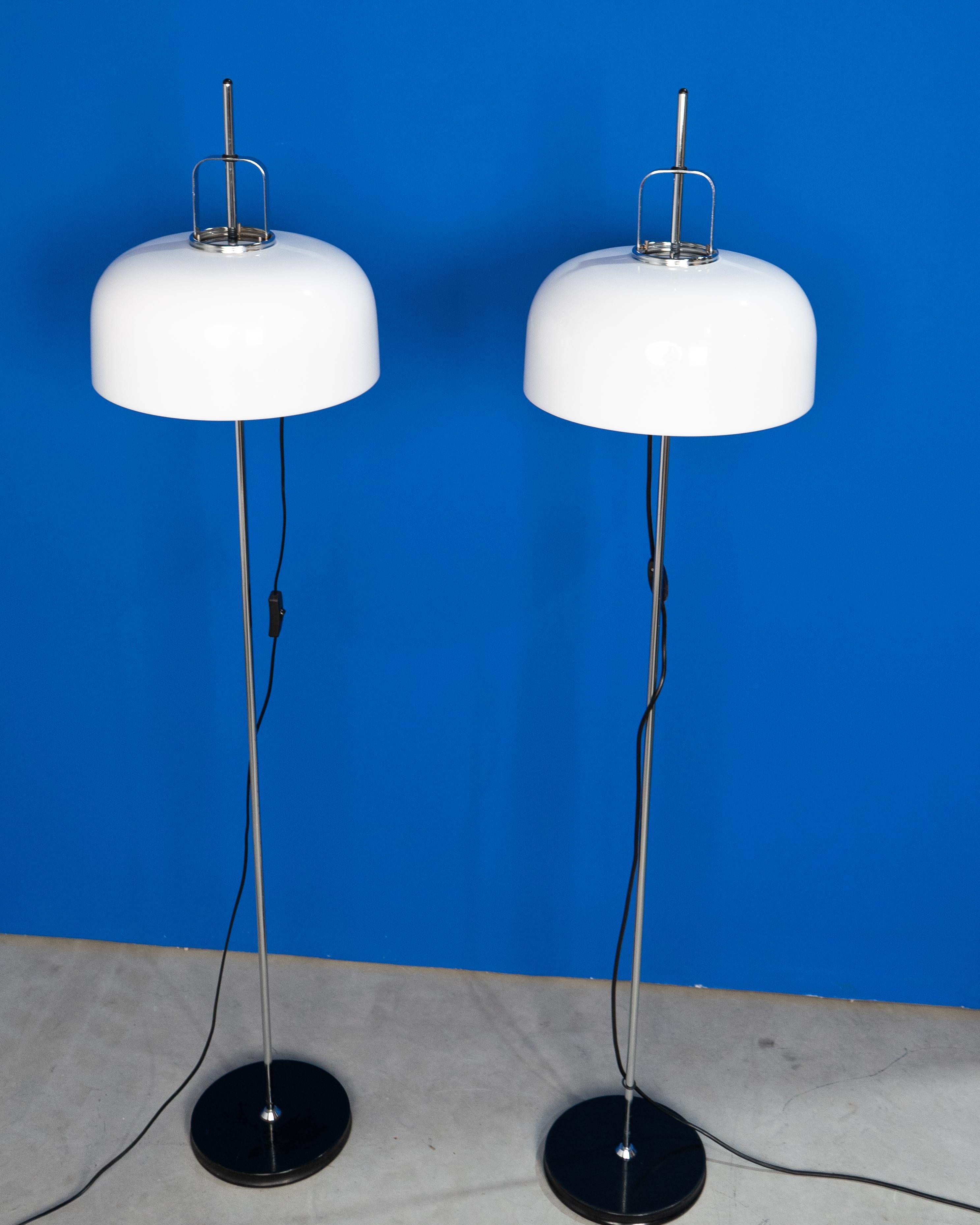 Italian Set of 2 Harvey Guzzini Meblo Floor Lamps 70s For Sale