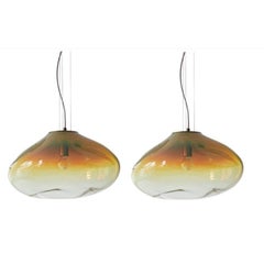 Set of 2 Haumea Amorph Amber Iridescent L Pendants by Eloa