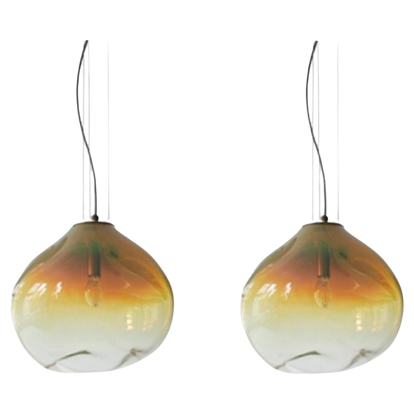 Set of 2 Haumea Amorph Amber Iridescent M Pendants by Eloa For Sale