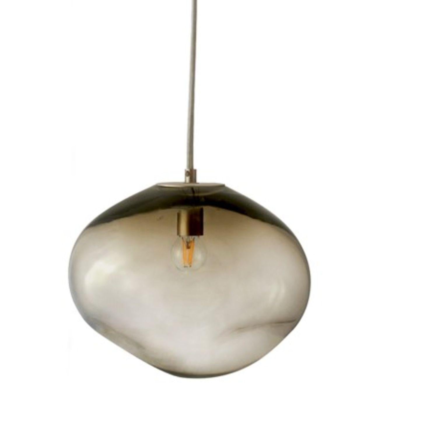 Contemporary Set of 2 Haumea Amorph Silver Smoke L Pendants by Eloa For Sale