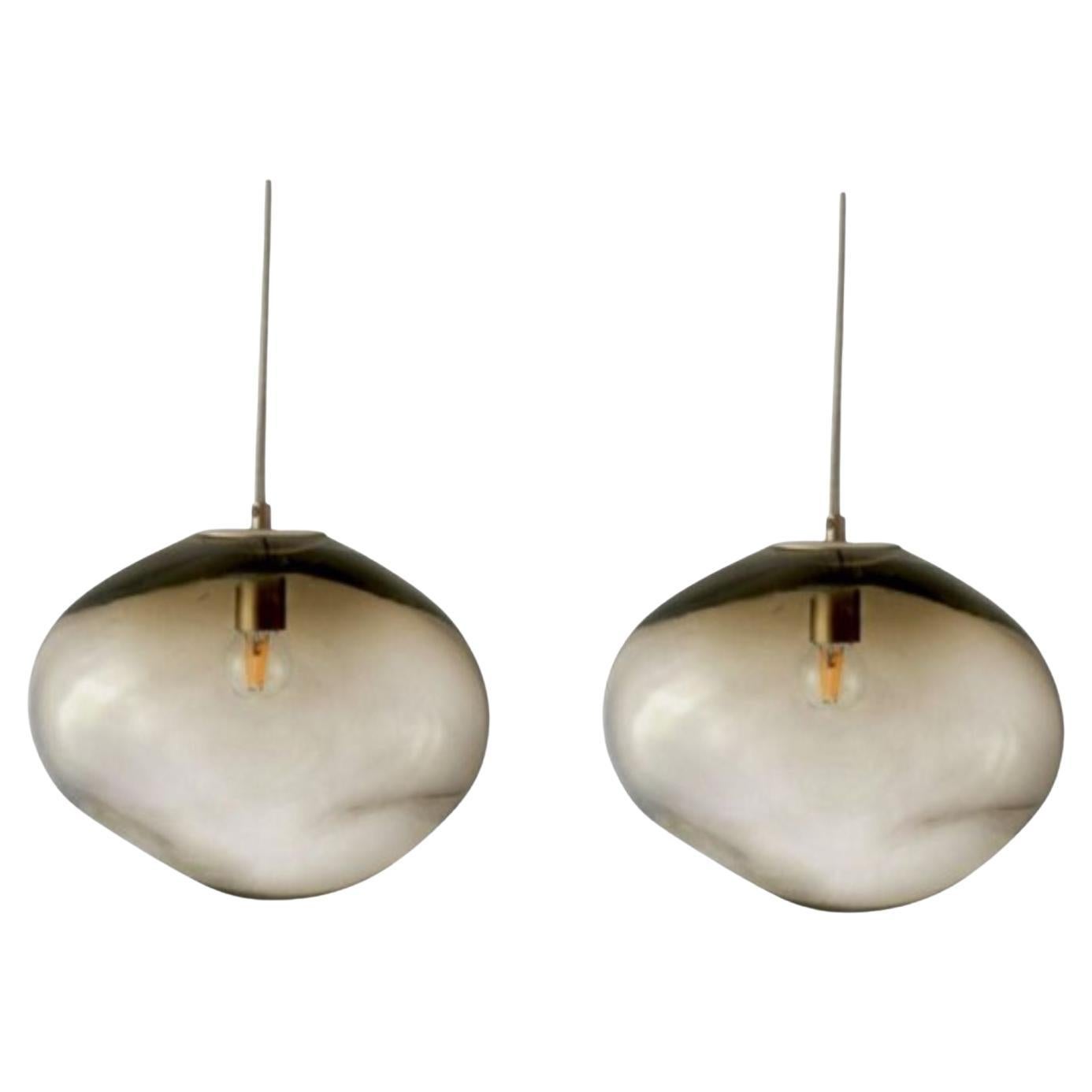 Set of 2 Haumea Amorph Silver Smoke M Pendants by Eloa For Sale