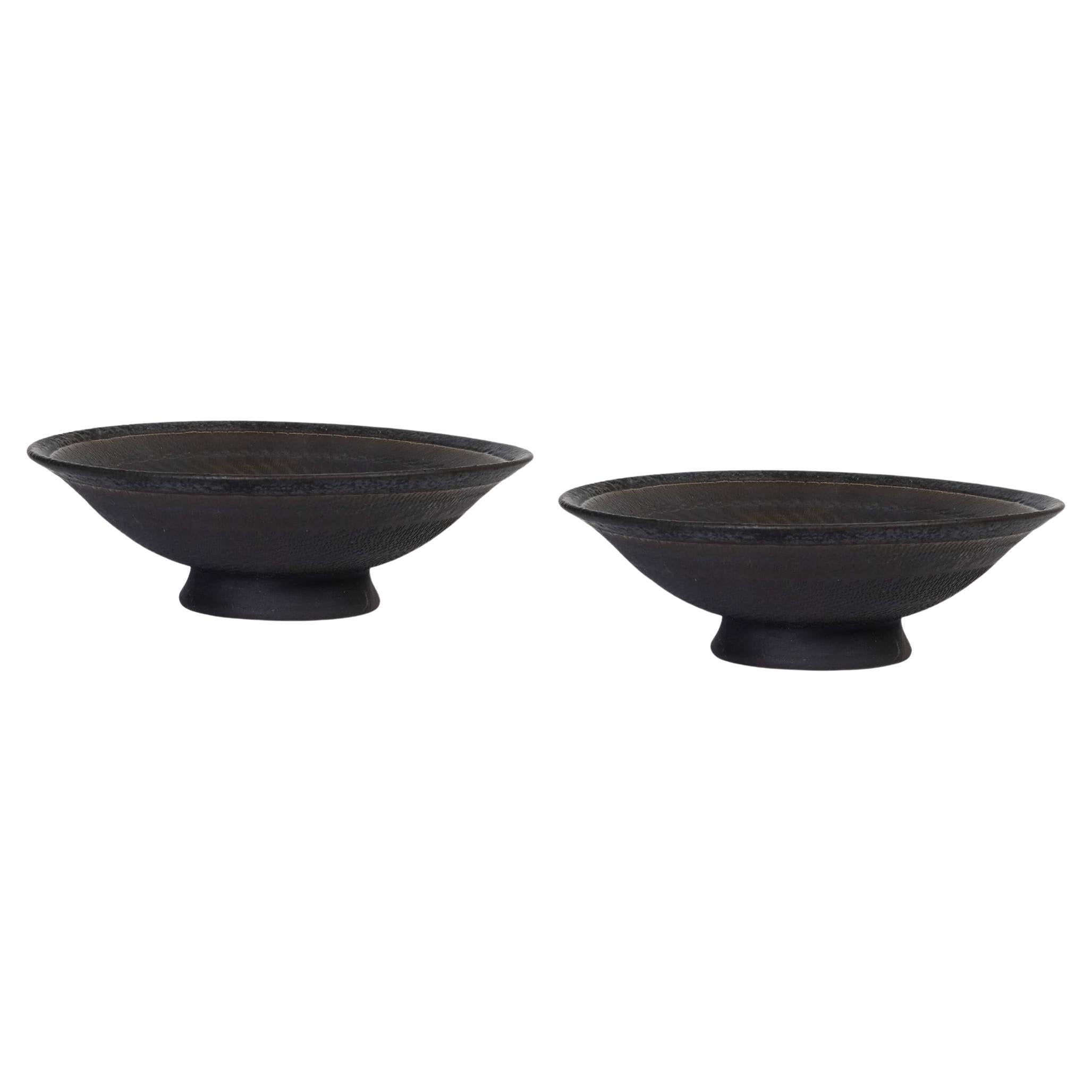 2er-Set Helice Schale aus schwarzem Porzellan von Studio Cúze im Angebot